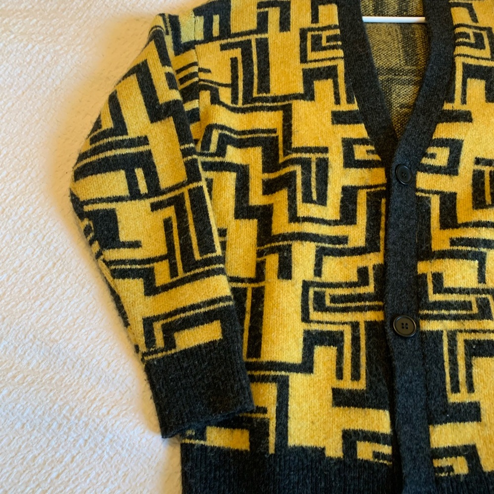 Zara Yellow and Black Geometric Cardigan - Picture 2 of 6